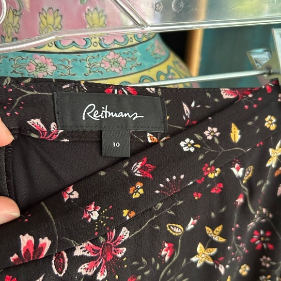 Reitmans Black Floral A-Line Skirt 10 - Picture 2 of 16